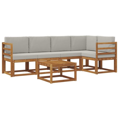 Комплект дивани за открито 6 pcs Естествено и светло сиво