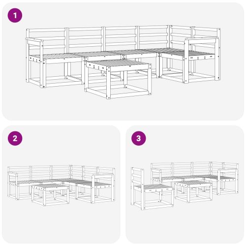 Комплект дивани 6 pcs Естествен Солидно акациево дърво