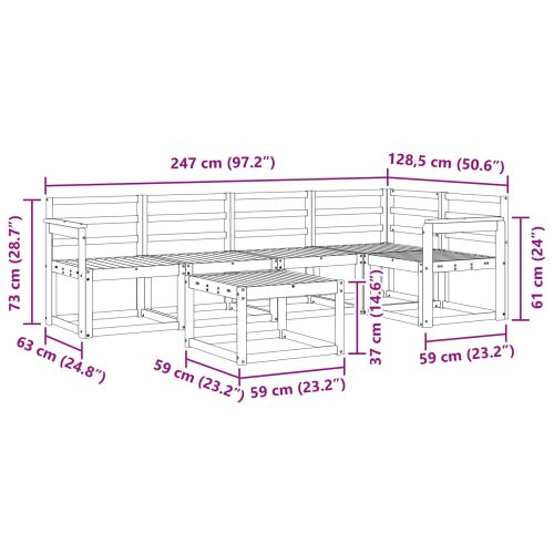 Комплект дивани 6 pcs Естествен Солидно акациево дърво