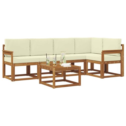 Комплект дивани с възглавница 6 pcs Натурален и Крема