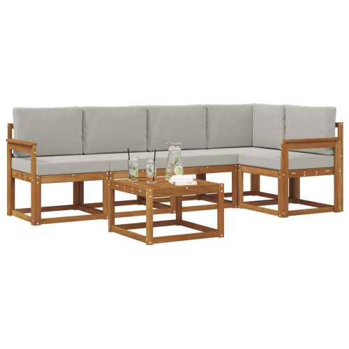 Комплект дивани за открито 6 pcs Естествено и светло сиво