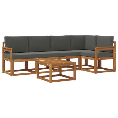 Комплект дивани за открито 6 pcs Натурален и Антрацит