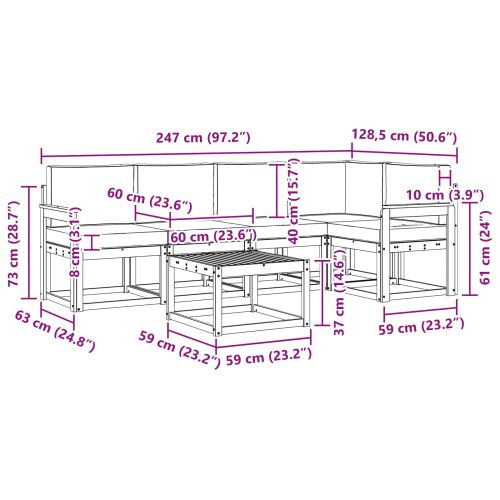 Комплект дивани за открито 6 pcs Натурален и Антрацит