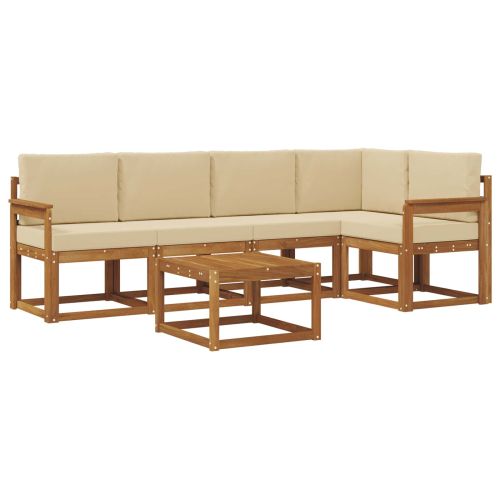 Комплект дивани с възглавница 6 pcs Натурален и Бежов