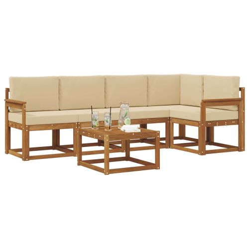 Комплект дивани с възглавница 6 pcs Натурален и Бежов