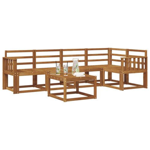 Комплект дивани 6 pcs Естествен Солидно акациево дърво