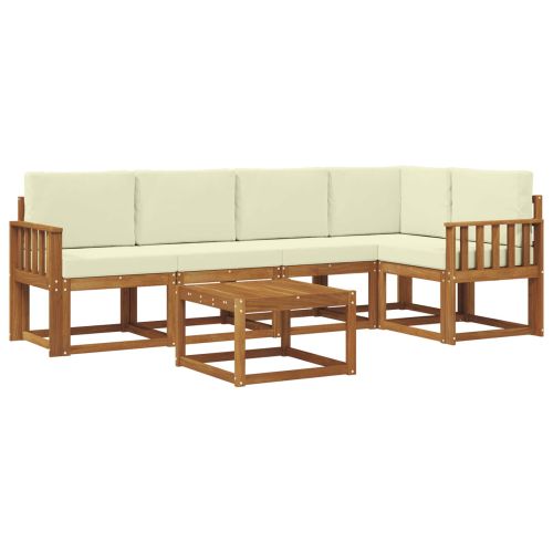 Комплект дивани за открито 6 pcs Натурален и Крема