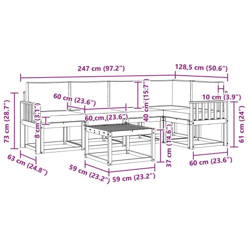 Комплект дивани за открито 6 pcs Естествено и светло сиво
