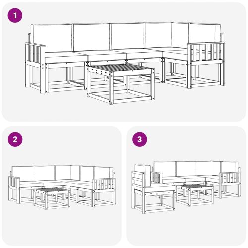 Комплект дивани за открито 6 pcs Натурален и Антрацит