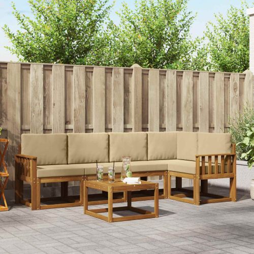 Комплект дивани с възглавница 6 pcs Натурален и Бежов