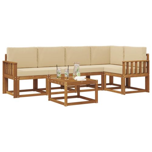 Комплект дивани с възглавница 6 pcs Натурален и Бежов