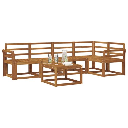 Комплект дивани 6 pcs Естествен Солидно акациево дърво