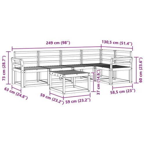 Комплект дивани 6 pcs Естествен Солидно акациево дърво
