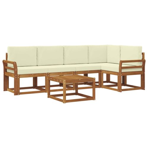 Комплект дивани за открито 6 pcs Натурален и Крема