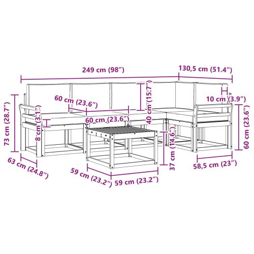 Комплект дивани за открито 6 pcs Натурален и Крема