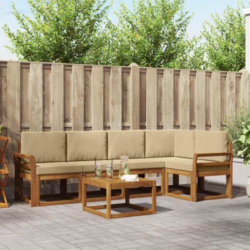 Комплект дивани с възглавница 6 pcs Натурален и Бежов