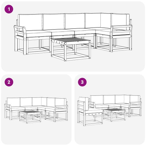 Комплект дивани с възглавница 6 pcs Натурален и Бежов