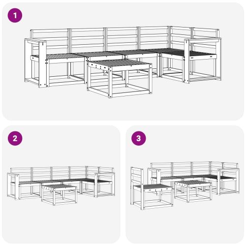 Комплект дивани 6 pcs Естествен Солидно акациево дърво
