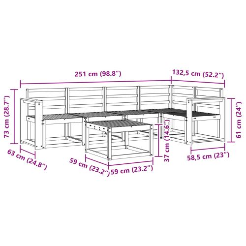 Комплект дивани 6 pcs Естествен Солидно акациево дърво