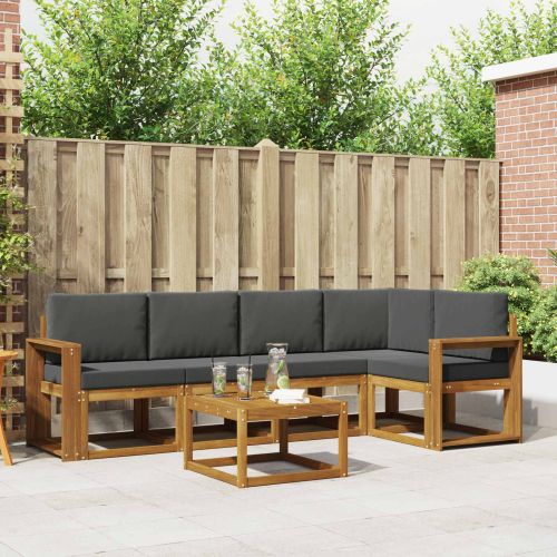 Комплект дивани за открито 6 pcs Натурален и Антрацит