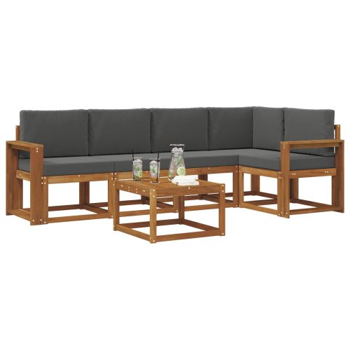 Комплект дивани за открито 6 pcs Натурален и Антрацит