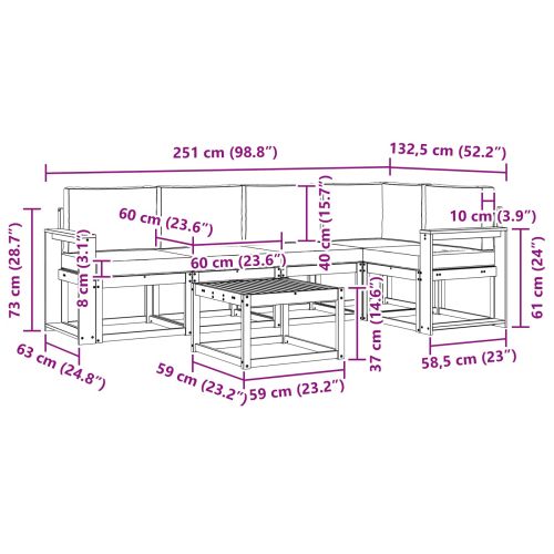 Комплект дивани за открито 6 pcs Натурален и Антрацит
