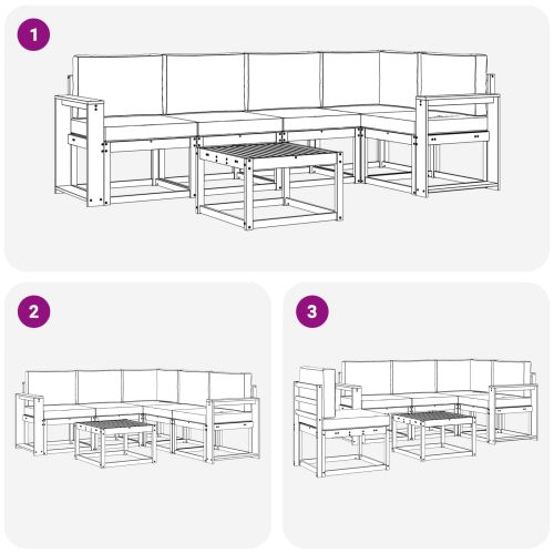 Комплект дивани с възглавница 6 pcs Натурален и Бежов