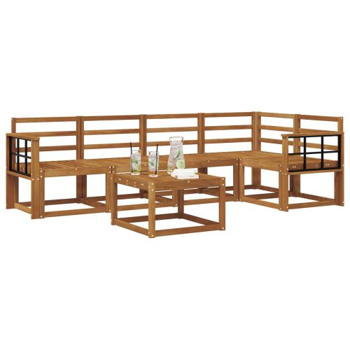 Комплект дивани 6 pcs Естествен Солидно акациево дърво