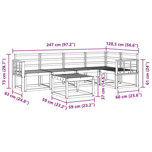 Комплект дивани 6 pcs Естествен Солидно акациево дърво