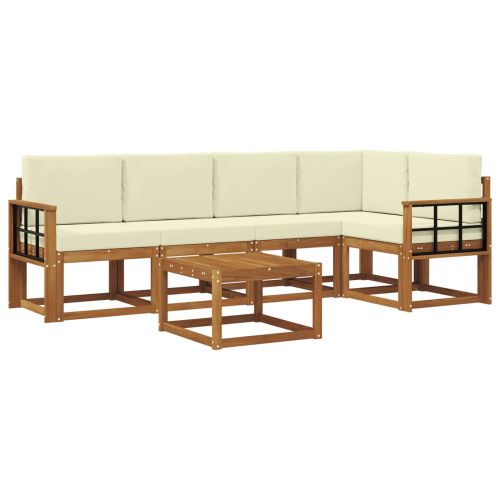 Комплект дивани за открито 6 pcs Натурален и Крема