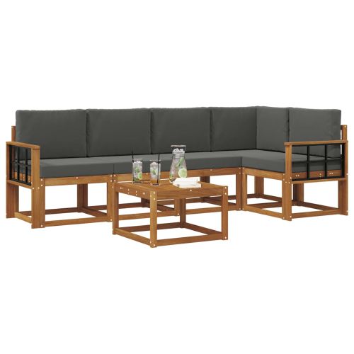 Комплект дивани за открито 6 pcs Натурален и Антрацит