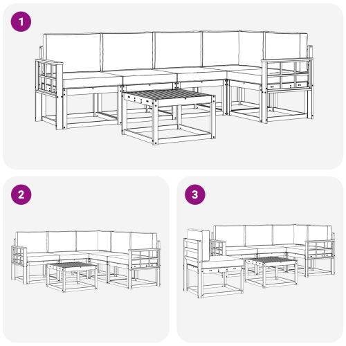 Комплект дивани за открито 6 pcs Натурален и Антрацит