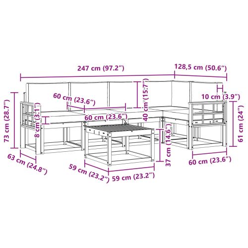 Комплект дивани за открито 6 pcs Натурален и Антрацит
