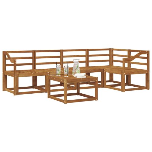 Комплект дивани 6 pcs Естествен Солидно акациево дърво