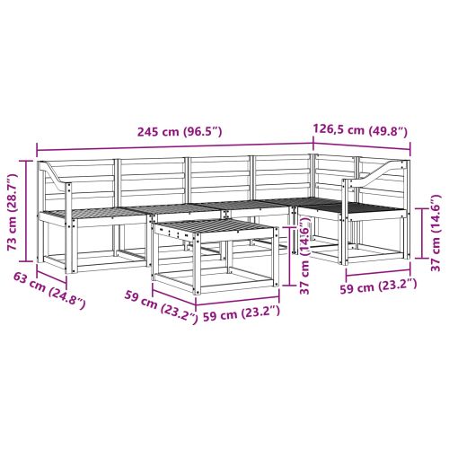 Комплект дивани 6 pcs Естествен Солидно акациево дърво