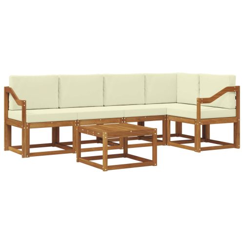 Комплект дивани за открито 6 pcs Натурален и Крема