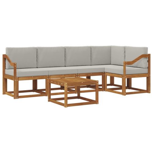 Комплект дивани за открито 6 pcs Естествено и светло сиво