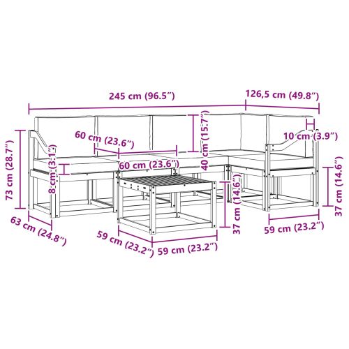 Комплект дивани за открито 6 pcs Естествено и светло сиво