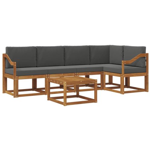 Комплект дивани за открито 6 pcs Натурален и Антрацит