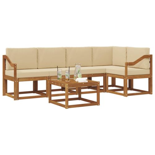 Комплект дивани с възглавница 6 pcs Натурален и Бежов