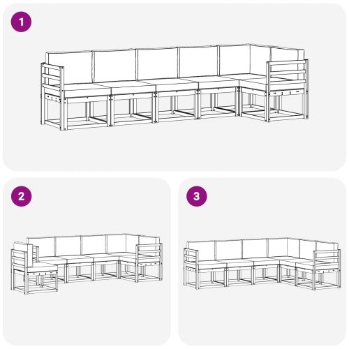Комплект дивани за открито 6 pcs Естествено и светло сиво