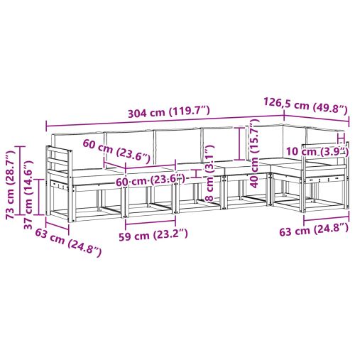 Комплект дивани за открито 6 pcs Натурален и Антрацит