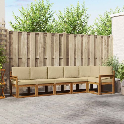 Комплект дивани за открито 6 pcs Натурален и Бежов