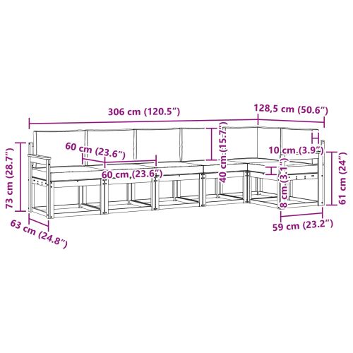 Комплект дивани за открито 6 pcs Натурален и Бежов