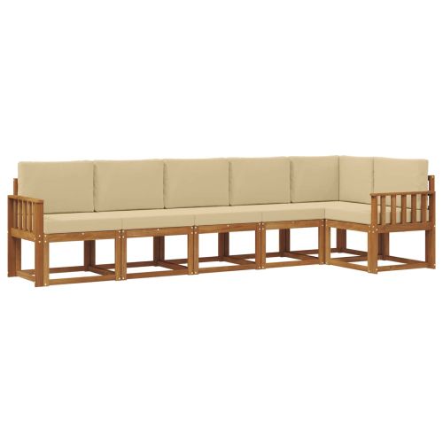 Комплект дивани за открито 6 pcs Натурален и Бежов