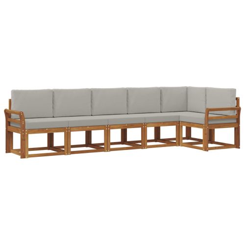 Комплект дивани за открито 6 pcs Естествено и светло сиво