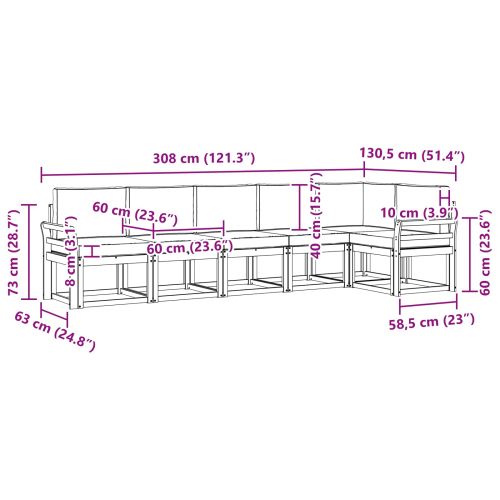 Комплект дивани за открито 6 pcs Натурален и Бежов