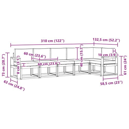 Комплект дивани за открито 6 pcs Натурален и Антрацит