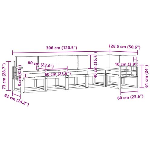 Комплект дивани за открито 6 pcs Натурален и Крема