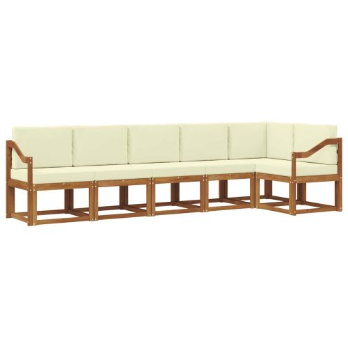 Комплект дивани за открито 6 pcs Натурален и Крема